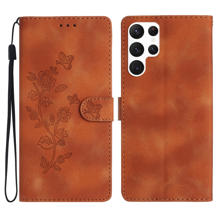 Custodia portafoglio in pelle con farfalla per Samsung