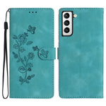 Custodia portafoglio in pelle con motivo farfalla per Galaxy S21