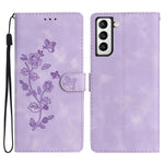 Custodia portafoglio in pelle con motivo farfalla per Galaxy S21