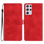 Custodia portafoglio in pelle con motivo farfalla per Galaxy S21