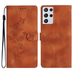 Custodia portafoglio in pelle con motivo farfalla per Galaxy S21