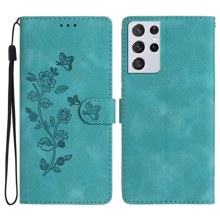 Custodia portafoglio in pelle con motivo farfalla per Galaxy S21