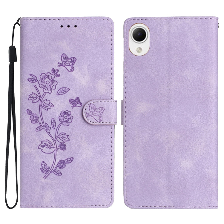 Custodia portafoglio in pelle con farfalla per Samsung