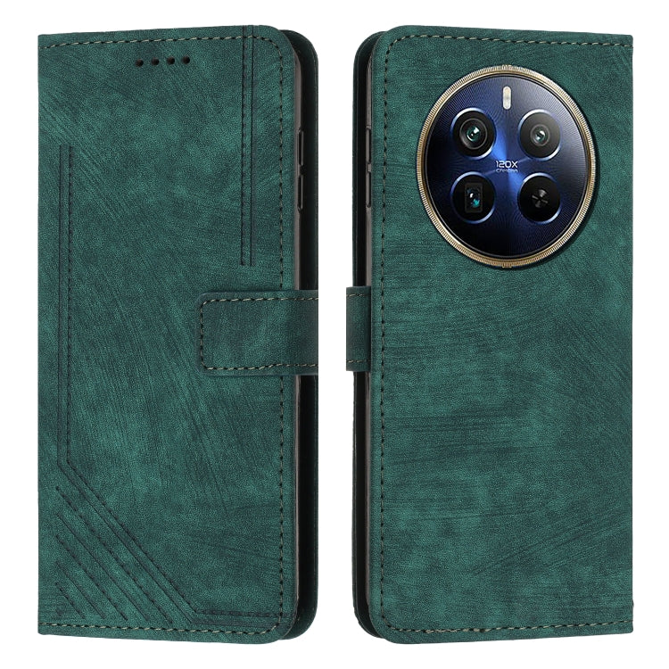 Custodia per telefono in pelle con motivo a righe Skin Feel con cordino, For Realme 12, For Realme 12+, For Realme 12 Pro+, For Realme 11 4G Global