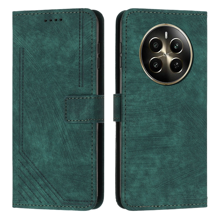 Custodia per telefono in pelle con motivo a righe Skin Feel con cordino, For Realme 12, For Realme 12+, For Realme 12 Pro+, For Realme 11 4G Global