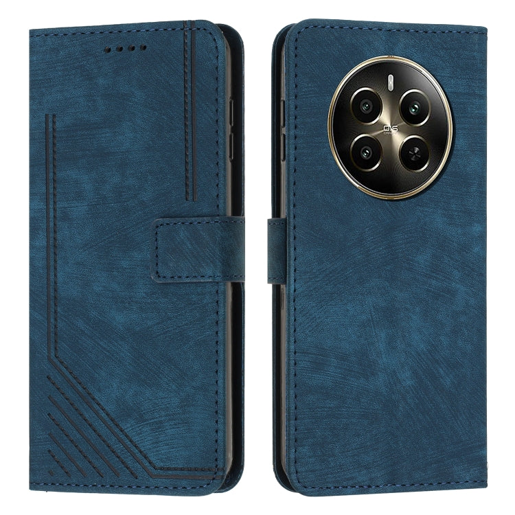 Custodia per telefono in pelle con motivo a righe Skin Feel con cordino, For Realme 12, For Realme 12+, For Realme 12 Pro+, For Realme 11 4G Global