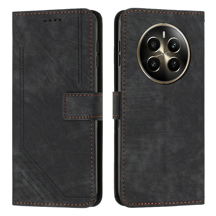 Custodia per telefono in pelle con motivo a righe Skin Feel con cordino, For Realme 12, For Realme 12+, For Realme 12 Pro+, For Realme 11 4G Global