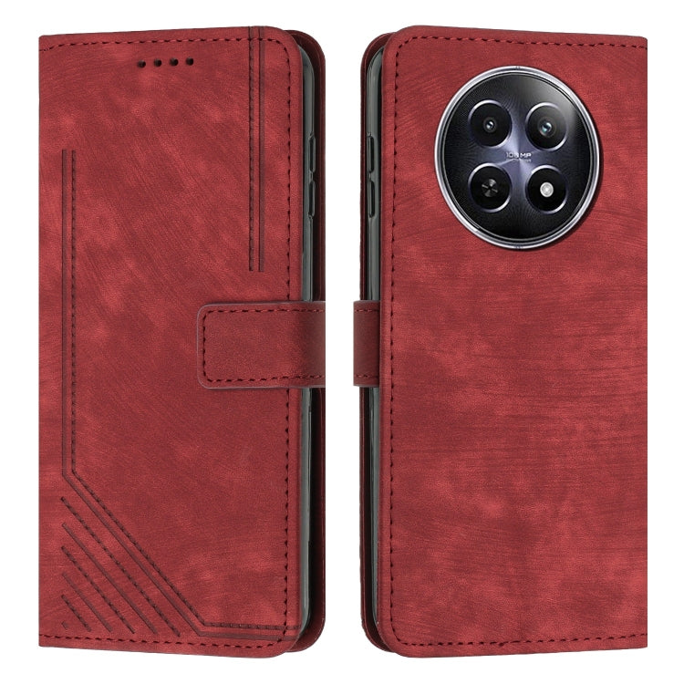 Custodia per telefono in pelle con motivo a righe Skin Feel con cordino, For Realme 12, For Realme 12+, For Realme 12 Pro+, For Realme 11 4G Global