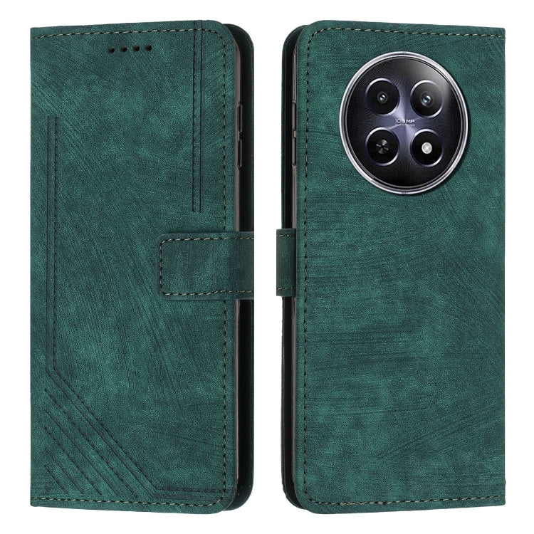 Custodia per telefono in pelle con motivo a righe Skin Feel con cordino, For Realme 12, For Realme 12+, For Realme 12 Pro+, For Realme 11 4G Global