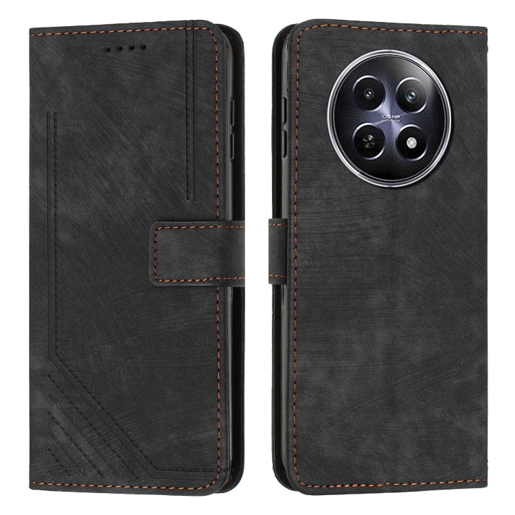 Custodia per telefono in pelle con motivo a righe Skin Feel con cordino, For Realme 12, For Realme 12+, For Realme 12 Pro+, For Realme 11 4G Global