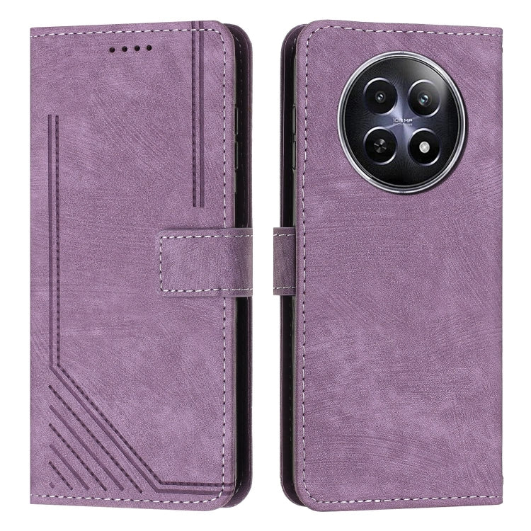 Custodia per telefono in pelle con motivo a righe Skin Feel con cordino, For Realme 12, For Realme 12+, For Realme 12 Pro+, For Realme 11 4G Global