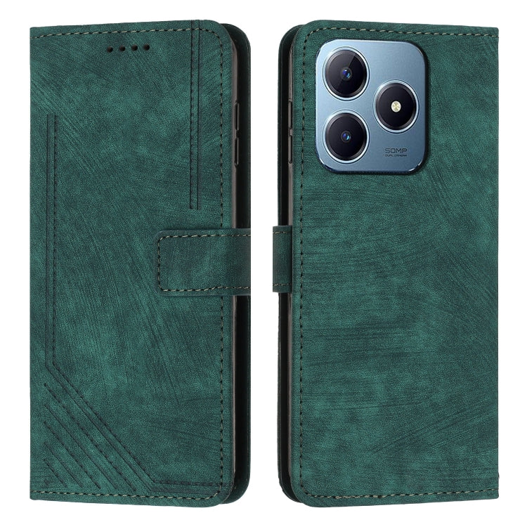 Custodia per telefono in pelle con motivo a righe Skin Feel con cordino, For Realme 14 Pro+, For Realme 14 Pro, For Realme C75 / V60 Pro, For Realme C63