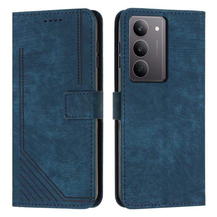 Custodia per telefono in pelle con motivo a righe Skin Feel con cordino, For Realme 14 Pro+, For Realme 14 Pro, For Realme C75 / V60 Pro, For Realme C63