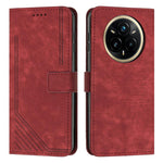 Custodia per telefono in pelle con motivo a righe Skin Feel con cordino, For Realme 14 Pro+, For Realme 14 Pro, For Realme C75 / V60 Pro, For Realme C63