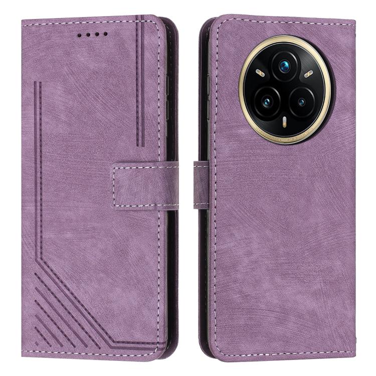 Custodia per telefono in pelle con motivo a righe Skin Feel con cordino, For Realme 14 Pro+, For Realme 14 Pro, For Realme C75 / V60 Pro, For Realme C63