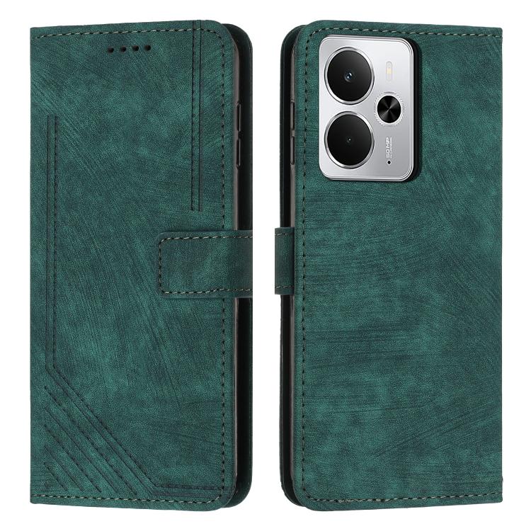 Custodia per telefono in pelle con motivo a righe Skin Feel con cordino, For Realme Narzo 80 Lite 4G, For Realme 15 / 15 Pro, For Realme C71 4G, For Realme 14 / P3 5G / 14T 5G