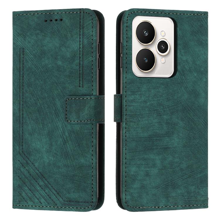 Custodia per telefono in pelle con motivo a righe Skin Feel con cordino, For Realme Narzo 80 Lite 4G, For Realme 15 / 15 Pro, For Realme C71 4G, For Realme 14 / P3 5G / 14T 5G