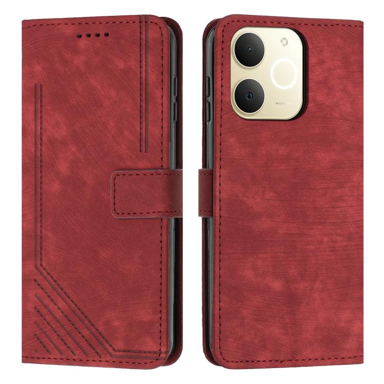 Custodia per telefono in pelle con motivo a righe Skin Feel con cordino, For Realme Narzo 80 Lite 4G, For Realme 15 / 15 Pro, For Realme C71 4G, For Realme 14 / P3 5G / 14T 5G