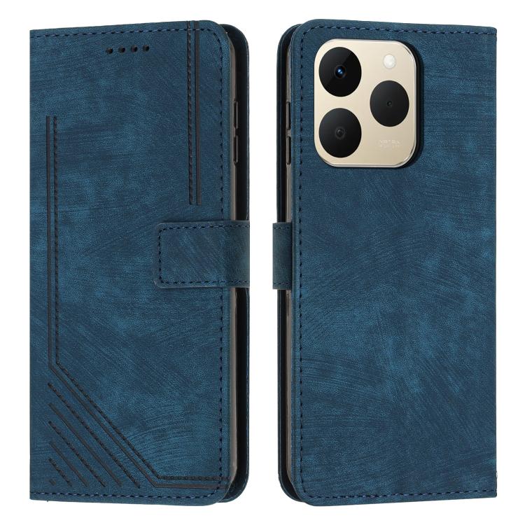 Custodia per telefono in pelle con motivo a righe Skin Feel con cordino, For Realme 16 Pro 5G, For Realme C85 5G / 15x 5G India, For Realme C85 Pro 4G, For Realme 15T 5G