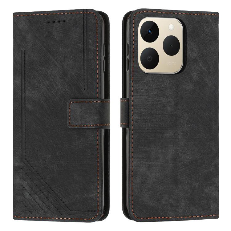 Custodia per telefono in pelle con motivo a righe Skin Feel con cordino, For Realme 16 Pro 5G, For Realme C85 5G / 15x 5G India, For Realme C85 Pro 4G, For Realme 15T 5G
