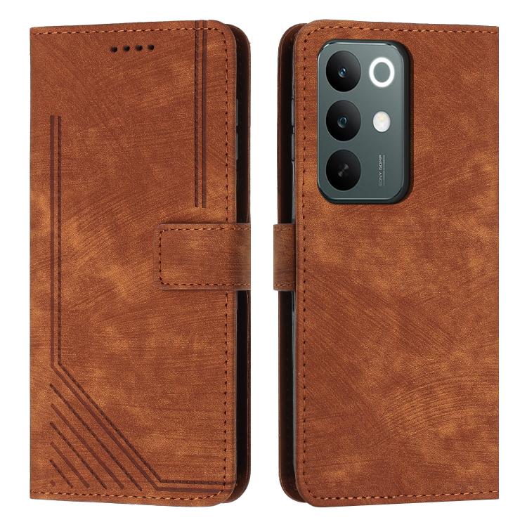 Custodia per telefono in pelle con motivo a righe Skin Feel con cordino, For Realme 16 Pro 5G, For Realme C85 5G / 15x 5G India, For Realme C85 Pro 4G, For Realme 15T 5G