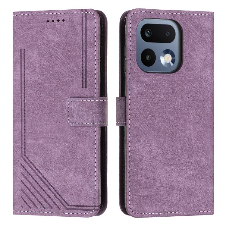 Custodia per telefono in pelle con motivo a righe Skin Feel con cordino, For Realme 16 Pro 5G, For Realme C85 5G / 15x 5G India, For Realme C85 Pro 4G, For Realme 15T 5G