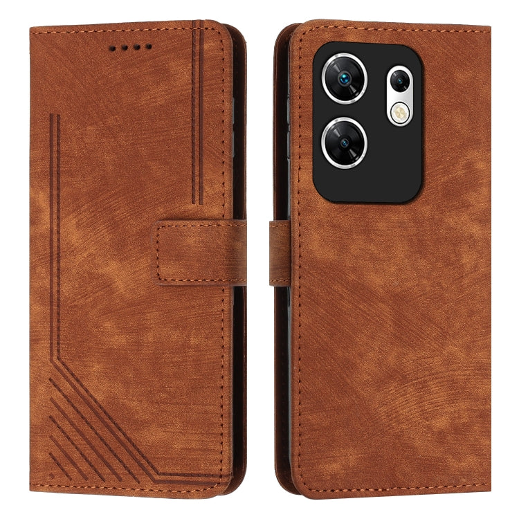 Custodia per telefono in pelle con motivo a righe Skin Feel con cordino, For Infinix Zero 30 4G, For Infinix Zero 30 5G, For Infinix Hot 30 Play NFC, For Infinix Note 30/Note 30 5G