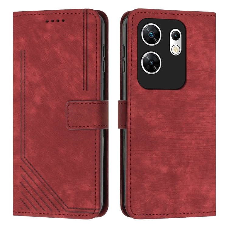 Custodia per telefono in pelle con motivo a righe Skin Feel con cordino, For Infinix Zero 30 4G, For Infinix Zero 30 5G, For Infinix Hot 30 Play NFC, For Infinix Note 30/Note 30 5G