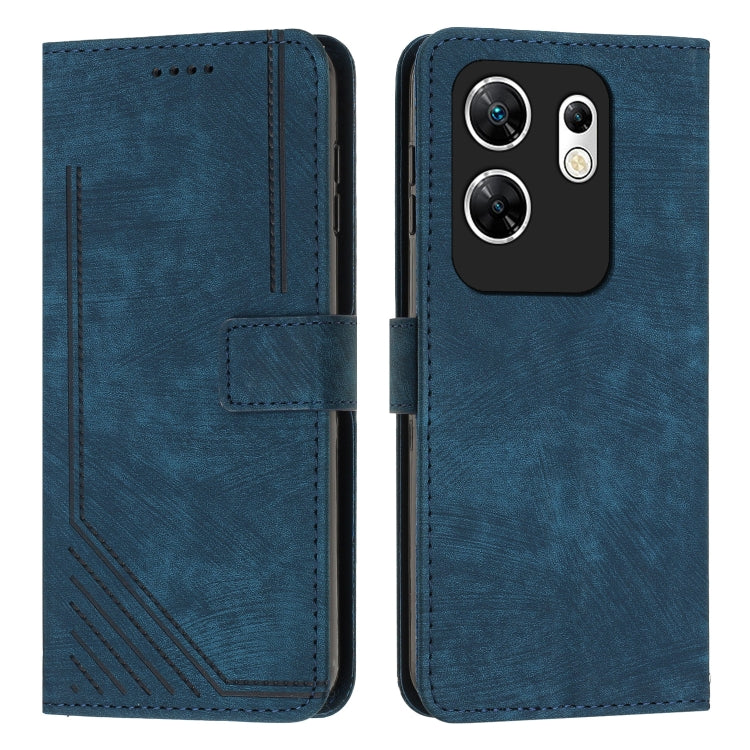 Custodia per telefono in pelle con motivo a righe Skin Feel con cordino, For Infinix Zero 30 4G, For Infinix Zero 30 5G, For Infinix Hot 30 Play NFC, For Infinix Note 30/Note 30 5G