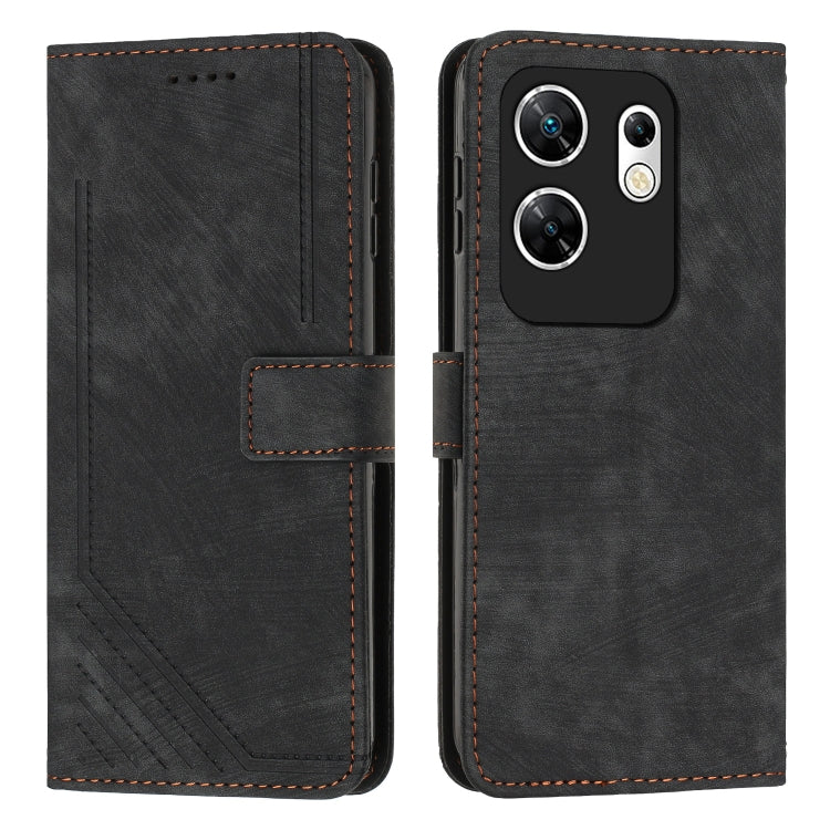 Custodia per telefono in pelle con motivo a righe Skin Feel con cordino, For Infinix Zero 30 4G, For Infinix Zero 30 5G, For Infinix Hot 30 Play NFC, For Infinix Note 30/Note 30 5G