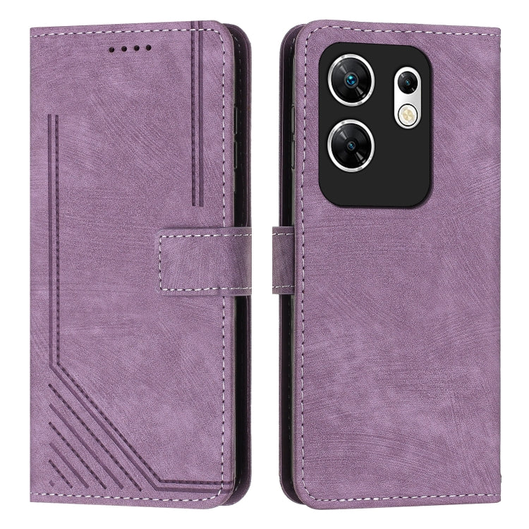 Custodia per telefono in pelle con motivo a righe Skin Feel con cordino, For Infinix Zero 30 4G, For Infinix Zero 30 5G, For Infinix Hot 30 Play NFC, For Infinix Note 30/Note 30 5G