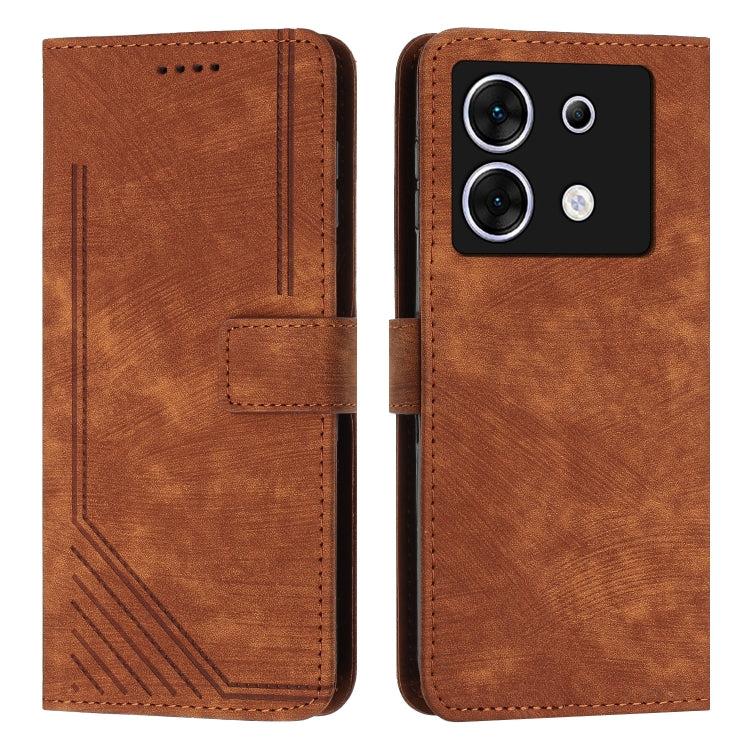 Custodia per telefono in pelle con motivo a righe Skin Feel con cordino, For Infinix Zero 30 4G, For Infinix Zero 30 5G, For Infinix Hot 30 Play NFC, For Infinix Note 30/Note 30 5G