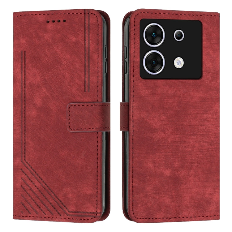 Custodia per telefono in pelle con motivo a righe Skin Feel con cordino, For Infinix Zero 30 4G, For Infinix Zero 30 5G, For Infinix Hot 30 Play NFC, For Infinix Note 30/Note 30 5G