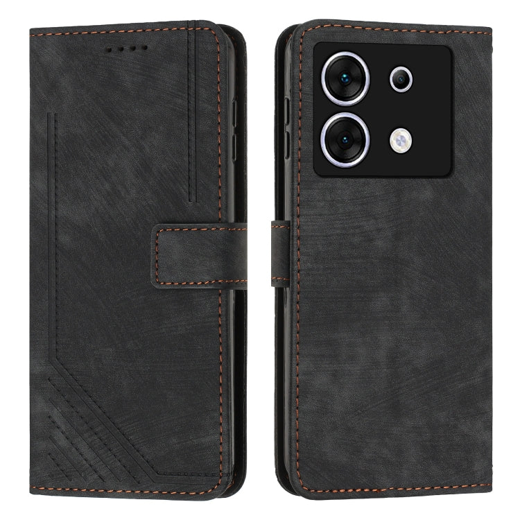 Custodia per telefono in pelle con motivo a righe Skin Feel con cordino, For Infinix Zero 30 4G, For Infinix Zero 30 5G, For Infinix Hot 30 Play NFC, For Infinix Note 30/Note 30 5G