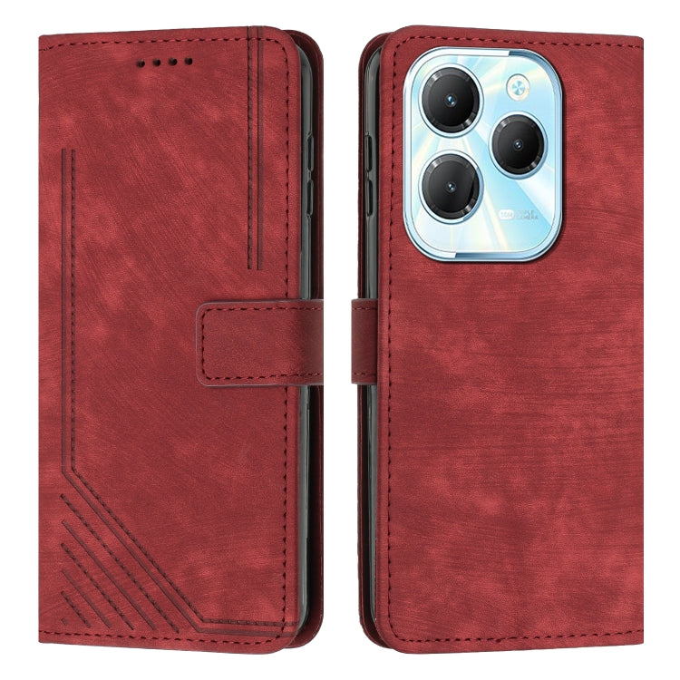 Custodia per telefono in pelle con motivo a righe Skin Feel con cordino, For Infinix Note 40 4G, For Infinix Hot 40 / 40 Pro, For Infinix Hot 40i, For Infinix Smart 8