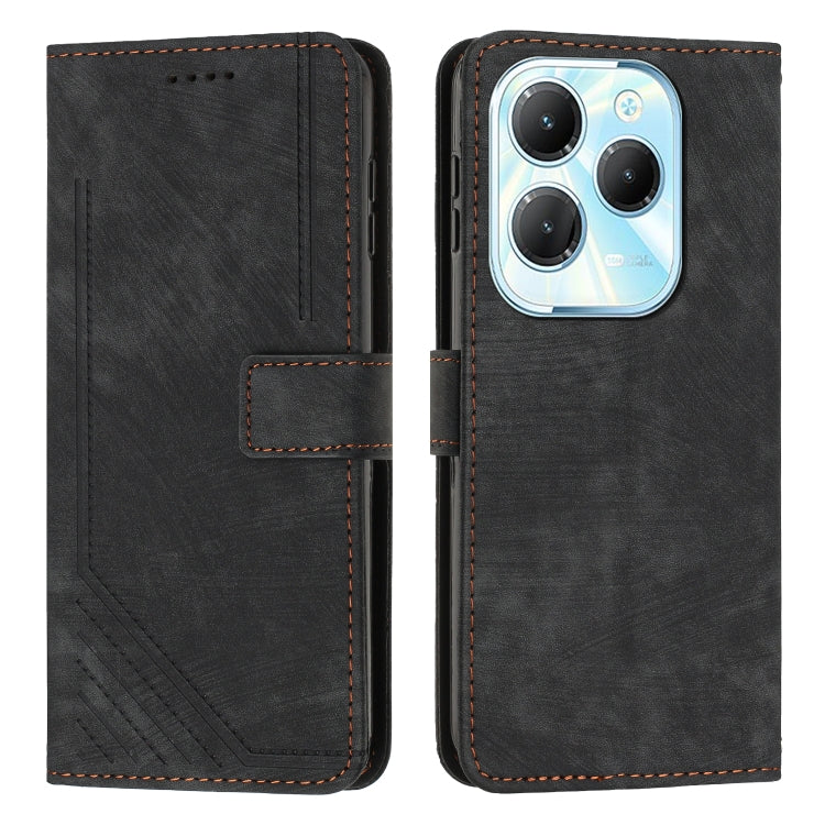 Custodia per telefono in pelle con motivo a righe Skin Feel con cordino, For Infinix Note 40 4G, For Infinix Hot 40 / 40 Pro, For Infinix Hot 40i, For Infinix Smart 8
