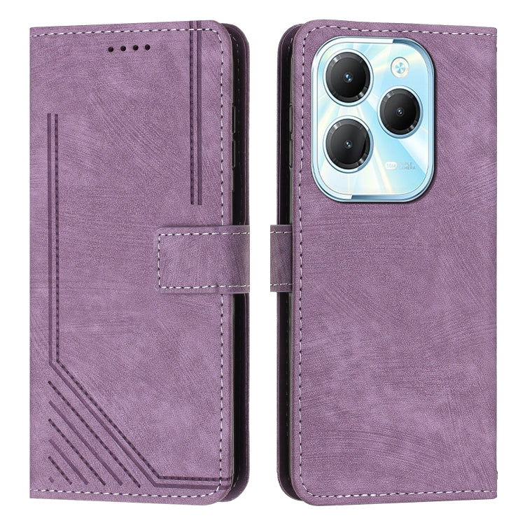 Custodia per telefono in pelle con motivo a righe Skin Feel con cordino, For Infinix Note 40 4G, For Infinix Hot 40 / 40 Pro, For Infinix Hot 40i, For Infinix Smart 8