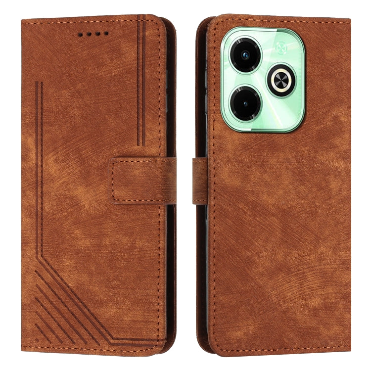 Custodia per telefono in pelle con motivo a righe Skin Feel con cordino, For Infinix Note 40 4G, For Infinix Hot 40 / 40 Pro, For Infinix Hot 40i, For Infinix Smart 8