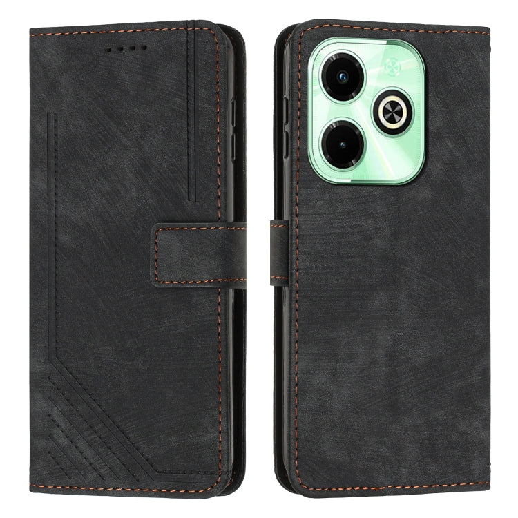 Custodia per telefono in pelle con motivo a righe Skin Feel con cordino, For Infinix Note 40 4G, For Infinix Hot 40 / 40 Pro, For Infinix Hot 40i, For Infinix Smart 8
