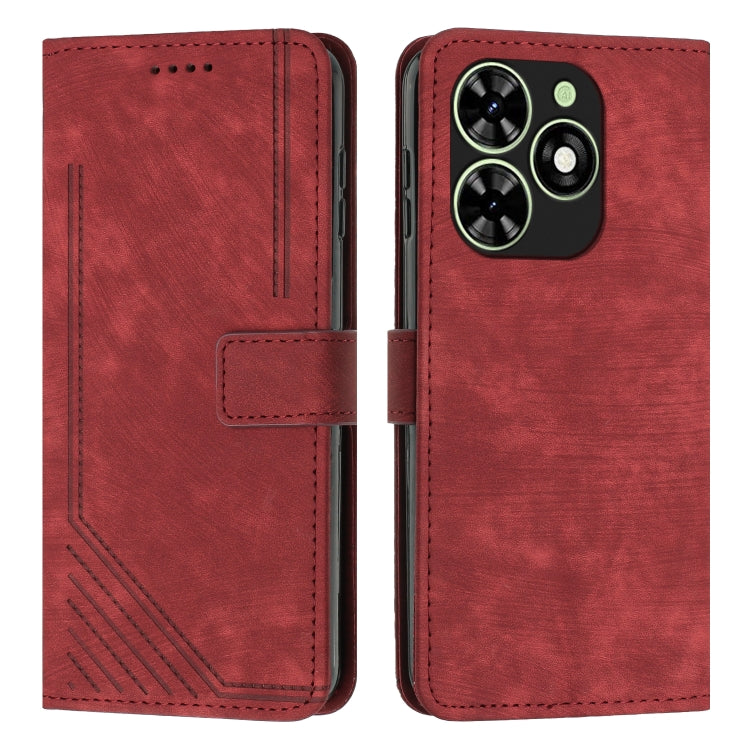 Custodia per telefono in pelle con motivo a righe Skin Feel con cordino, For Infinix Note 40 4G, For Infinix Hot 40 / 40 Pro, For Infinix Hot 40i, For Infinix Smart 8