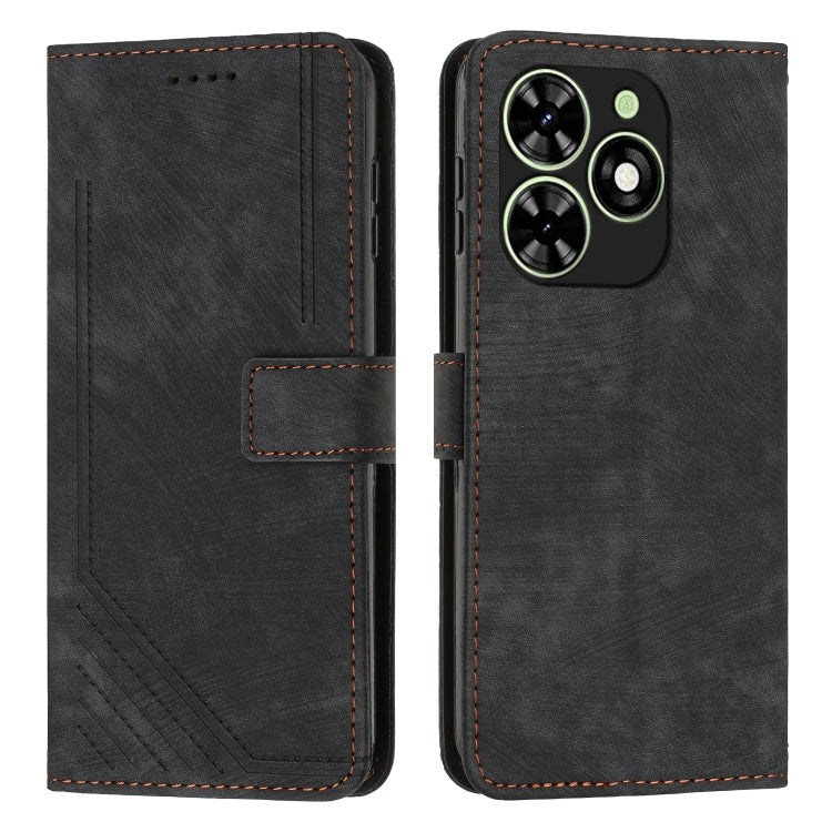 Custodia per telefono in pelle con motivo a righe Skin Feel con cordino, For Infinix Note 40 4G, For Infinix Hot 40 / 40 Pro, For Infinix Hot 40i, For Infinix Smart 8