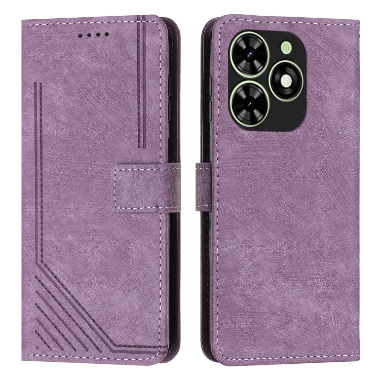 Custodia per telefono in pelle con motivo a righe Skin Feel con cordino, For Infinix Note 40 4G, For Infinix Hot 40 / 40 Pro, For Infinix Hot 40i, For Infinix Smart 8