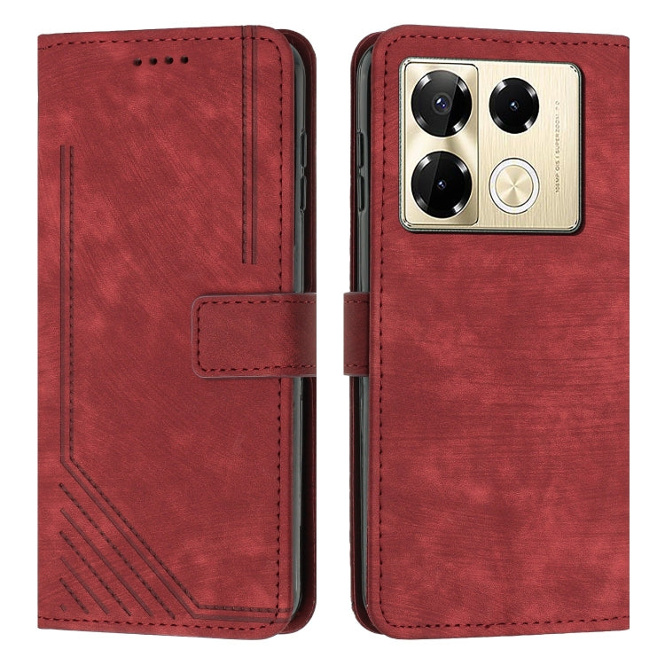 Custodia per telefono in pelle con motivo a righe Skin Feel con cordino, For Infinix Hot 50 Pro+ 4G, For Infinix Note 40 5G, For Infinix GT 20 Pro, For Infinix Note 40 Pro 4G / 5G