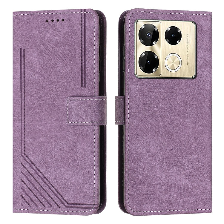 Custodia per telefono in pelle con motivo a righe Skin Feel con cordino, For Infinix Hot 50 Pro+ 4G, For Infinix Note 40 5G, For Infinix GT 20 Pro, For Infinix Note 40 Pro 4G / 5G
