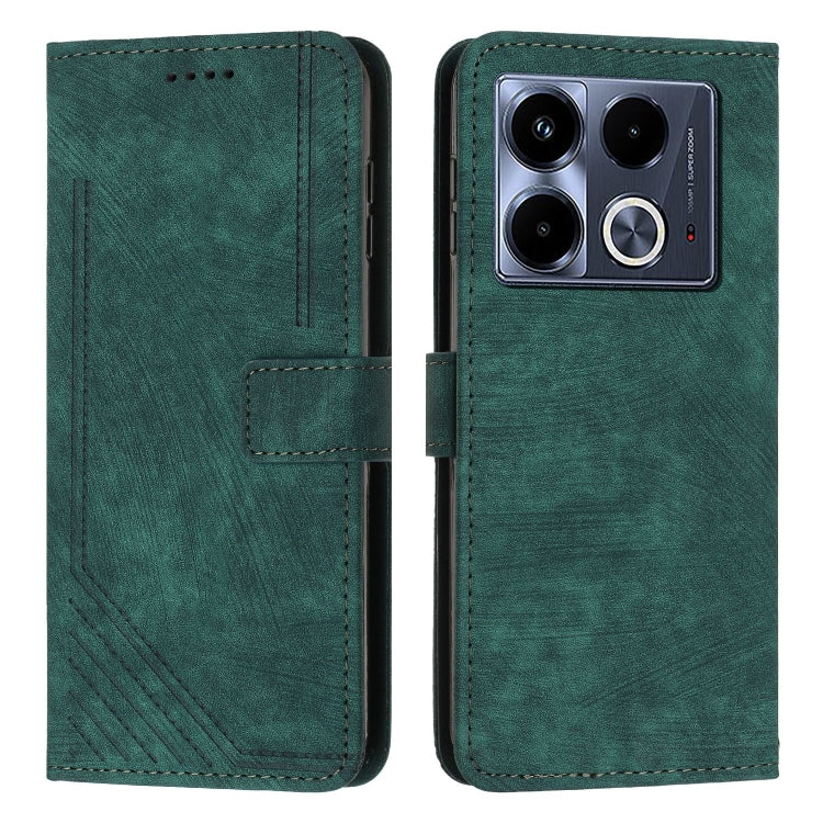 Custodia per telefono in pelle con motivo a righe Skin Feel con cordino, For Infinix Note 40 4G, For Infinix Hot 40 / 40 Pro, For Infinix Hot 40i, For Infinix Smart 8