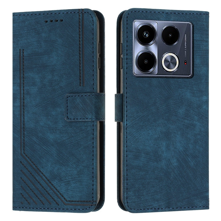 Custodia per telefono in pelle con motivo a righe Skin Feel con cordino, For Infinix Note 40 4G, For Infinix Hot 40 / 40 Pro, For Infinix Hot 40i, For Infinix Smart 8