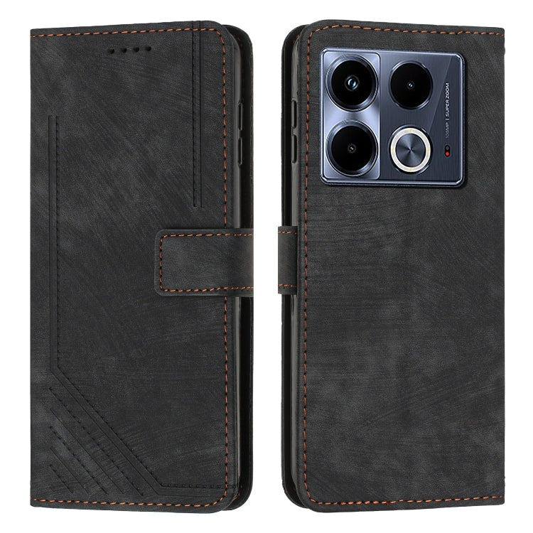 Custodia per telefono in pelle con motivo a righe Skin Feel con cordino, For Infinix Note 40 4G, For Infinix Hot 40 / 40 Pro, For Infinix Hot 40i, For Infinix Smart 8