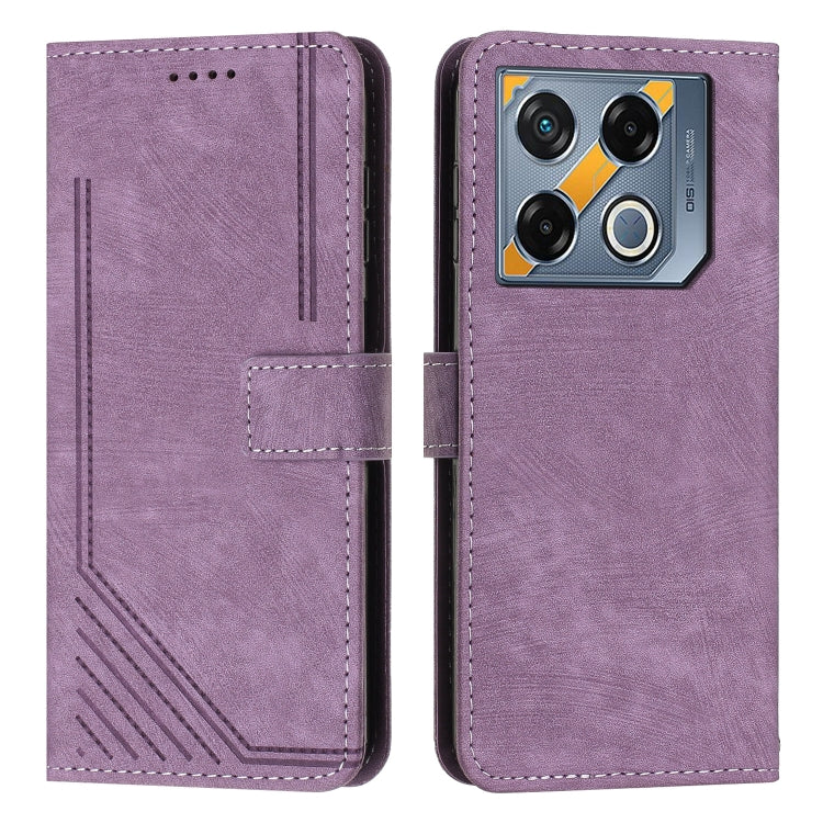 Custodia per telefono in pelle con motivo a righe Skin Feel con cordino, For Infinix Hot 50 Pro+ 4G, For Infinix Note 40 5G, For Infinix GT 20 Pro, For Infinix Note 40 Pro 4G / 5G
