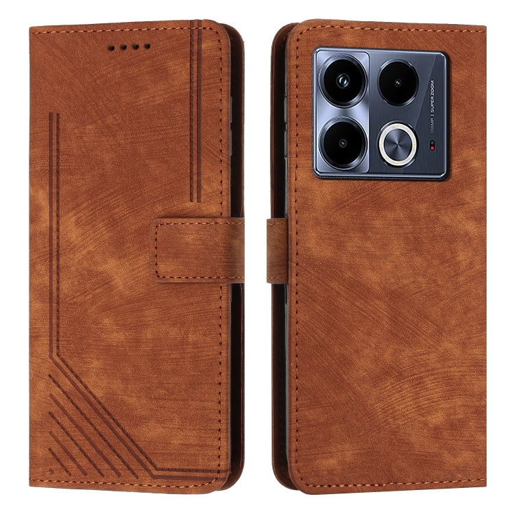 Custodia per telefono in pelle con motivo a righe Skin Feel con cordino, For Infinix Hot 50 Pro+ 4G, For Infinix Note 40 5G, For Infinix GT 20 Pro, For Infinix Note 40 Pro 4G / 5G