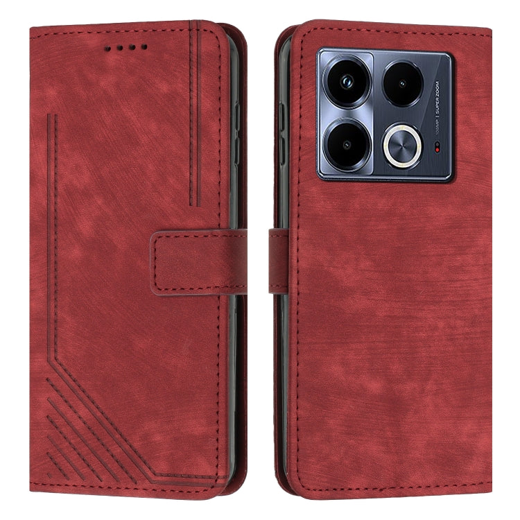 Custodia per telefono in pelle con motivo a righe Skin Feel con cordino, For Infinix Hot 50 Pro+ 4G, For Infinix Note 40 5G, For Infinix GT 20 Pro, For Infinix Note 40 Pro 4G / 5G